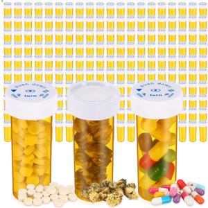 200 Pieces Empty Medicine Pill Bottles with Child Resistant Caps 6 Dram Plastic Prescription Bottles Orange Pill Container Small Medicine Bottles with Lids for Pharmacies, Doctors, and Labs, Hospitals