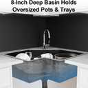 Corner Kitchen Sink 25 Inch, Black Butterfly Sink, 304 Stainless Steel Corner Sink Drop In Undermount Workstation Sink with Drain Rack, Tray & Sound Dampening, 24x9x24 inches