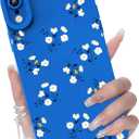 Compatible with iPhone XR Phone Case, Fashion Flower Pattern Design Girls Women Liquid Silicone Cover, Slim Shockproof and Scratch-Resistant Soft Case for iPhone XR- Blue