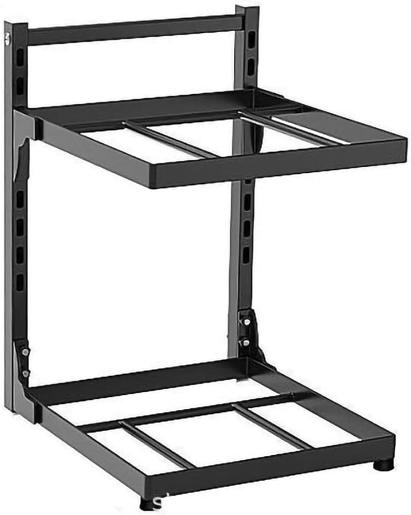 Pots and Pans Storage Rack for Cabinet under Cabinet, 14" Height Heavy Duty Stockpots Organizer, 2-Tier Adjustable Pan Rack Organizer for Kitchen Storage Home And Restaurant Use (Black)