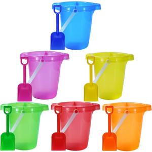 Holady 7.6" Inch Sand Beach Buckets Pail and Sand Shovels Set for Kids,Sand Bucket Water Bucket for Beach Fun Great Summer Party Accessory