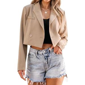 luvamia Cropped Blazers for Women Business Casual Open Front Long Sleeve Suit Jacket Trendy Oversized Work Office Blazer M