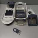 Mueller Pro-Series All-in-One, 12 Blade Mandoline Slicer for Kitchen, Food Chopper, Vegetable Slicer and Spiralizer, Cutter, Dicer, Grater, Kitchen Gadgets Sets with Container, White Sand/Gray