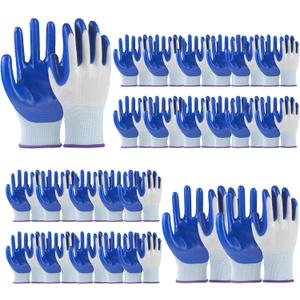Women's Enhanced Type Nitrile Coated Work Gloves, Multi-purpose Safety Protective Gloves (Blue-25 Pcs)
