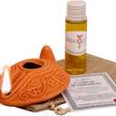 Biblical Herodian Clay Oil Lamp & Bethlehem Olive Oil  Authentic Replica with Gift Bag & Certificate  Perfect Christian, Judaica, or Hanukkah Gift