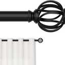 Curtain Rods for Windows 33 to 60 InchesBlack Adjustable 5/8 inch Curtain Rod for Bedroom, Small Decorative Drapery Rods with Twisted Cage Finals