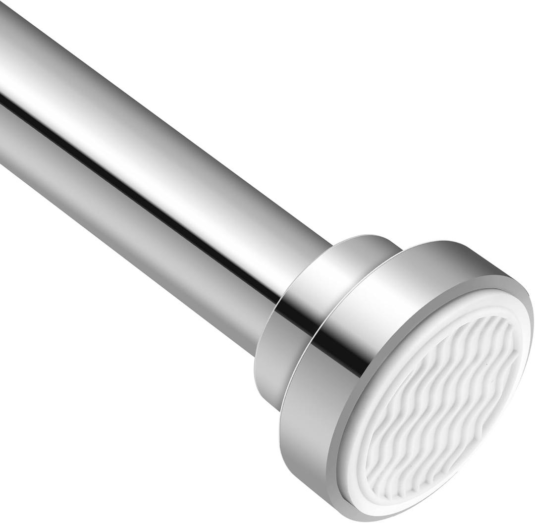 Suranew 25-88" Silver Commercial Spring Tension Rod, No Drill Heavy Duty Adjustable Shower Curtain Rod for Large Bathroom/Closet