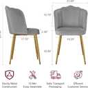 VECELO Velvet Dining Chairs Set of 6, Modern Upholstered Kitchen Chairs with Thick Cushions, Curved Padded Backrest and Metal Legs, for Kitchen, Dining Room, Living Room, Gray