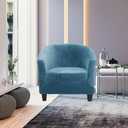 MIFXIN Tub Chair Slipcover 2-Piece Stretch Club Chair Cover with Cushion Cover Spandex Round Barrel Chair Couch Armchair Furniture Protector for Living Room Hotel (Velvet Blue)