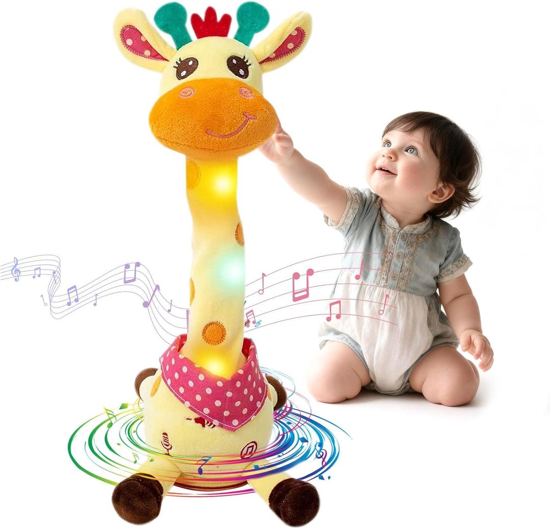 LLUKEME Dancing Giraffe Toy Stuffed Animal Baby Toys Singing Song Toddlers Toy Repeats What You Say Glowing Musical Toy for Baby Birthday Gift Groovy Giraffe Toy