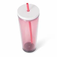 24oz Tumbler with Lid and Straw, Leak Proof and Double Wall Insulated Reusable Plastic Cups,Travel Reusable Iced Coffee Cup (1, Pink)