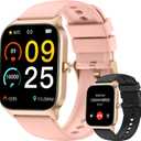 Smart Watch for Women Fitness Tracker: Bluetooth Waterproof Make Answer Call Digital Mens Watches Run Smartwatch Android Phone iPhone Samsung Compatible Pedometer Sleep Heart Rate Monitor (Pink)
