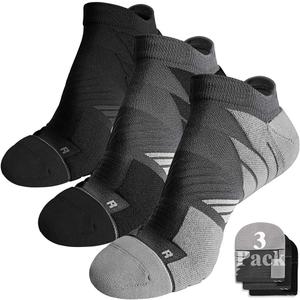 Hylaea No Show Running Athletic Anti-Blister Wicking Coolmax Socks, Seamless Anti-odor (Medium, 3 Pairs Black/Dark Grey/Grey)