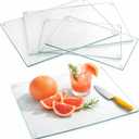 Hacaroa 4 Pack Tempered Glass Cutting Board with Rubber Feet, Rectangle Non-slip Chopping Board, Long Lasting Clear Glass Tray for Kitchen Countertop, Table, Shatter-Resistant, Heat-Resistant, 2 Size