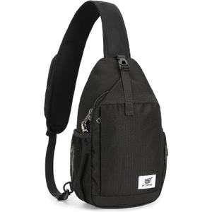 SKYSPER Sling Bag RFID Cross Body Bag Recycled Crossbody Backpack Travel Daypack (Black)
