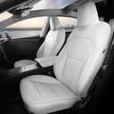 Customized Seat Cover for Tesla Model 3 2024 2025, 5 Seater Seat Cover Full Set Nappa Faux Leather Replacement Accessories White