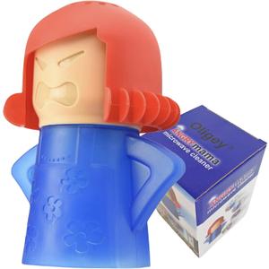 Angry Mama Microwave Cleaner only with Water and Vinegar Cleans your Kitchen Easily and Safe without Chemical Agent,Oligey Reusable Cute Steam Remover as Lovely Tool and Gift for Cooker Auto Cleaning (Blue)