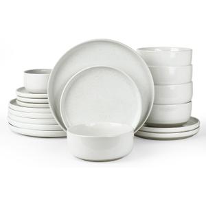 Famiware Milkyway Plates and Bowls Set, 18 Pieces Dinnerware Sets, Dishes Set for 6, White