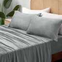 BEDELITE Flannel Sheets King Size Grey - Super Soft Fleece Sheets Set Fluffy Extra Plush, 4 Piece(Include Fitted Sheet, Flat Sheet, 2 Pillowcases)
