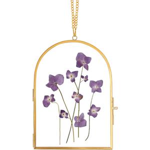 REDHUGO Glass Pressed Flower Frame Handmade, Glass Frame For Pressed Flowers Wall Hanging Floating Frame Unique Double Glass Picture Frame for Dried Flowers Poster Home, ArcShaped, Gold (FRAME ONLY)