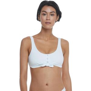 Body Glove Women's Kate Crop Bikini Top Swimsuit with Front Tie (Ibiza Ribbed White), S