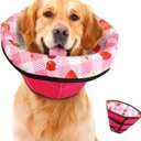 Dog Cone Soft Surgery Dog Cone Collar - Adjustable Long Foldable Comfortable for Recovery Alternative Prevent Biting Stop Licking Wound Small Medium Large Dogs (Strawberry Red, M) (M (Neck Girth 10.3-13)