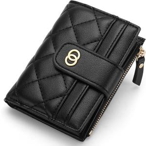 GAEKEAO Small Wallet for Women Slim Bifold Leather Credit Card Holder Wallets Zipper Pocket Coin Purse with ID Window