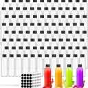 Dandat 100 Pcs Plastic Juice Bottles with Caps Clear Shot Bottles Bulk Empty Reusable Clear Beverage Containers with Lids, Label, Pen for Milk, Drinking, Potion, Ginger Shots, Whiskey(4 oz)