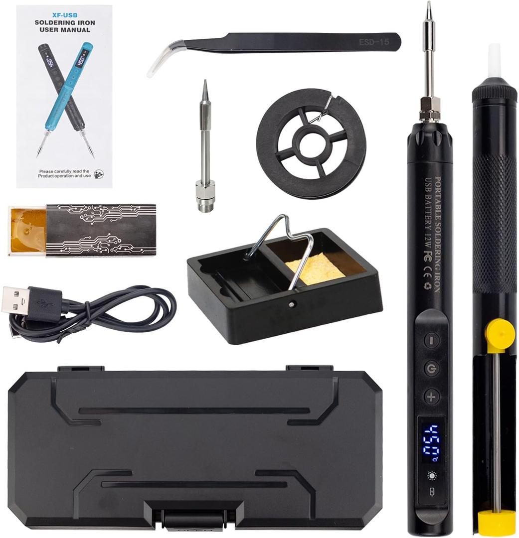 Cordless Soldering Iron Kit with LCD Display  Portable USB Rechargeable Soldering Tool for Electronics, DIY Projects, and Home Repairs