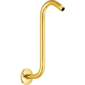 OFFO Shower Head Extension Arm 12 in, Bright Gold S Shaped Shower Arm with Flange High Rise Goose Neck Shower Arm Extension