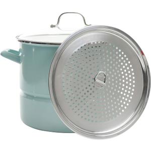 Kenmore Broadway Steamer Stock Pot with Insert and Lid, 16-Quart, Glacier Blue