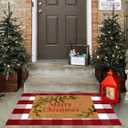 Ckorzen Red and White Plaid Rug, 28" x 43" Christmas Front Porch Outdoor Rug, Handwoven Cotton Washable Rug for Layered Door Mats, Holiday Entryway and Home Dcor