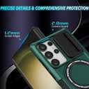 for Samsuung Galaxy S24 Ultra Magnetic Case [Compatible with MagSafe] with Camera Cover & Magnetic Ring Kickstand, Military Grade Heavy Duty Case for Samsung S24 Ultra 6.8'', Green