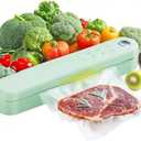 TOKIT Food Saver Vacuum Sealer Machine, 5-in-1 One-Touch Automatic with Dry, Moist, Manual Modes and External Vacuum System, Compact Small Design with 5 Vacuum Bags for Kitchen, Picnic, Travel, Green