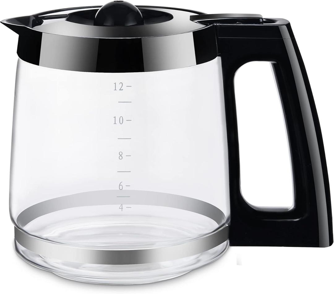 12-Cup Replacement Coffee Carafe Pot only Compatible with Hamilton Coffee Maker, Machine, Brewer Models 49980A, 49980Z, 49983, 49618, 46300, 46310, 49976, 49966, 49350 | Black