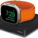 Belkin Apple Watch Charger - Fast Wireless Charging Pad - Travel Charger with Nightstand Mode W/USB-C Cable Included for Apple Watch (Compatible with All Models) - Black