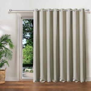 Patio Door Curtains 102 Inches Long, Beige Cutains 72 inches Wide, Solid Thick Insulated 80% Blackout Curtains for Bedroom, Grommet top (Beige, 72W x 102L Inch, 1 Panel)