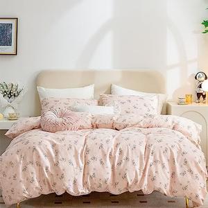 Jane yre Queen Duvet Cover Flower, Brushed Microfiber 3 Pieces Bedding Set Queen, Garden Style Flower Pattern Queen Duvet Cover Floral, with Zipper Closure, Soft Breathable Comfy