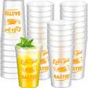 Uiifan 24 Pack 16 oz Thanksgiving Reusable Plastic Cups Thanksgiving Stadium Cups Gobble Design Thanksgiving Party Supplies Clear Fall Cups for Dinner Celebration Friendsgiving Party (Stylish)