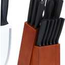 Kitchen Knife Set, 15Pcs Chef Knife Set with Block and Sharpener, High Carbon Stainless Steel Ultra Sharp Knives for Kitchen includes 6 Steak Knives, Anti-slip Handle, Black