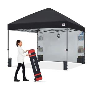 ABCCANOPY 10x10 Heavy Duty Pop Up Canopy Tent with Storage Sidewall, Black