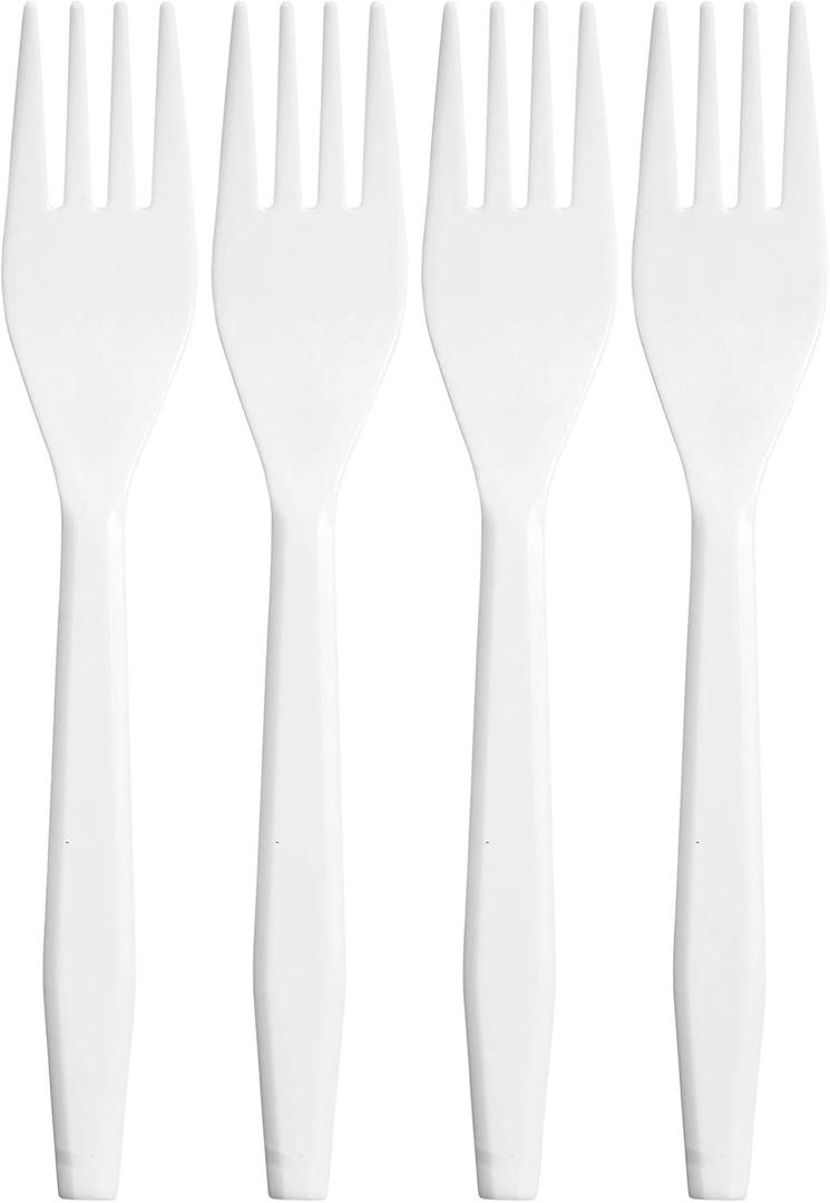 N9R 180PCS White Plastic Forks, Solid, Durable and Heavy Duty Plastic Forks, Perfect Utensils for Parties, Weddings and other Formal Events