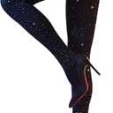 Women's 80D Shimmer Black Tights for Women Soft High Waist Sparkly Stockings Cosplay Pantyhose for Women