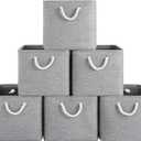 ECDYQXVU 13x13 Inch Cube Storage Bins with Reinforced Bottom Cardboard, 6 Pack Large Foldable Fabric Storage Cubes with Handles for Shelf, Closet, Laundry Organization (Grey)