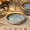 theterra 8.5'' Ceramic Pasta Bowls, Salad Bowls Set of 4, Stoneware Serving Bowls for Fruits, Noodle, Dinner, House-warming Wedding Present, Dusk Blue