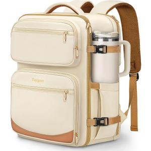 Taygeer Underseat 40L Travel Backpack with Shoe Compartment, TSA Approved Frontier Airlines Personal Item Bag, 18x14x8 inches Travel Bag for Women Weekender Fits Spirit Frontier Allegiant, Beige