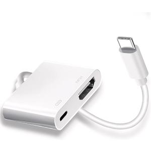 USB C to HDMI for TV, 4K@60Hz Type C to HDMI Adapter with Charging Port, iPhone to HDMI to USB C Adapter Compatible for iPhone 16/15 Series/iPad Pro/Galaxy/MacBook Pro to HDTV Projector