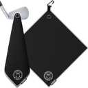 Ghost Golf Magnetic Towel (Greenside) - Premium Ultra-Absorbent Microfiber Golf Towel with Magnet for Golf Carts or Clubs - 18" x 18" Golfing Gear - Waffle Weave Pattern (Black) 1 Count