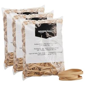 Amazon Basics Rubber Bands, Size 64 (1/4"), 320 Bands/1 lb Pack, 2 Pack, Tan