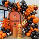124pcs Basketball Balloon Arch Kit with Orange Black Balloons for Sports Themed Basketball Party Decorations